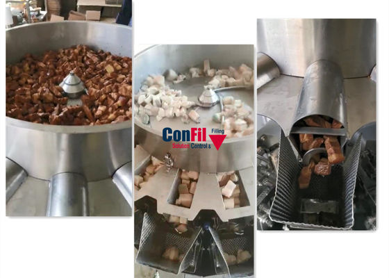 De Machine van de de Wegersverpakking van 2500 Grammultihead voor Gesmoorde de Verpakkingslijn van de Varkensvlees Klaar Maaltijd