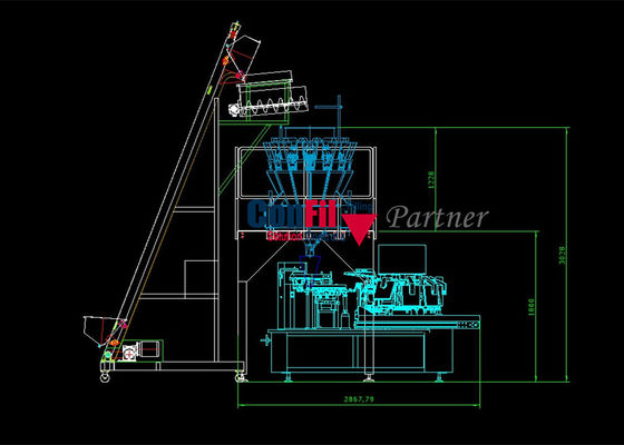De Verpakkingsmachine van de Multiheadweger voor het Bevroren Gedobbelde Systeem van de Kippen Roterende Vacuüm Verpakkende Machine