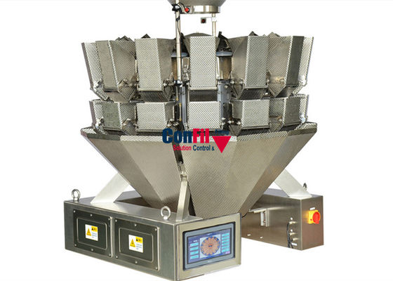 14 de hoofd Wegende Machine van Multihead voor het Vullen Garnalengarnalen Klaar Tray Conveyor