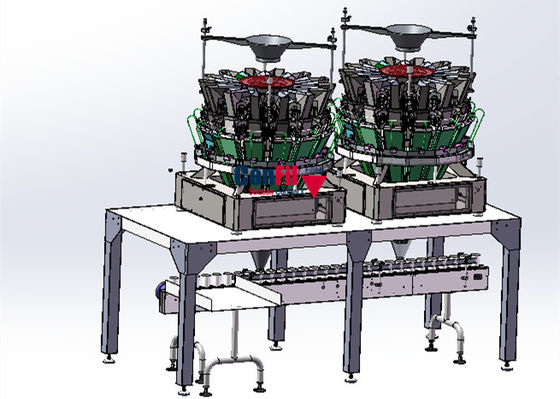 14 de hoofd Wegende Machine van Multihead voor het Vullen Garnalengarnalen Klaar Tray Conveyor
