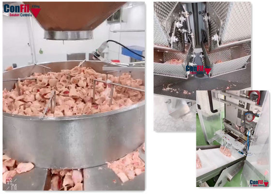 De Verpakkingsmachine van de Multiheadweger voor het Bevroren Gedobbelde Systeem van de Kippen Roterende Vacuüm Verpakkende Machine